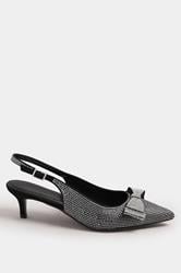 LTS Black Diamante Sparkle Slingback Heels In Standard Fit | Long Tall Sally 2