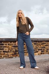 LTS Tall Womens Indigo Blue Pocket Detail Wide Leg Jeans | Long Tall Sally 1