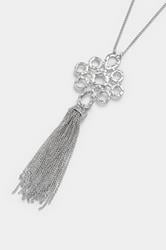 Silver Tone Long Pendant Tassel Necklace | Yours Clothing 3