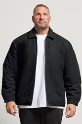 D555 Big & Tall Black Collared Harrington Jacket | BadRhino 1