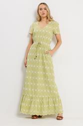 LTS Tall Women's Lime Green Floral Embroidered Cotton Maxi Dress | Long Tall Sally 1