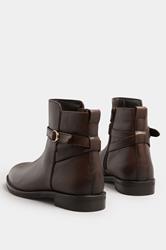 LTS Brown Leather Buckle Detail Ankle Boots In Standard Fit | Long Tall Sally 3