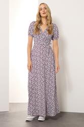 LTS Tall Berry Red Ditsy Floral Print Wrap Maxi Dress | Long Tall Sally 1