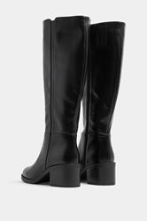 Black Faux Leather Knee High Boots In Extra Wide EEE Fit | Yours Clothing 4