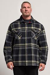 D555 Big & Tall Black Check Overshirt | BadRhino 1