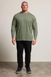 BadRhino Big & Tall Sage Green Long Sleeve Plain T-shirt | BadRhino 2