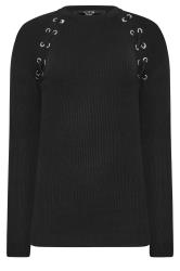 LTS Tall Black Eyelet Lace Up Jumper | Long Tall Sally 6