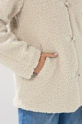 LTS Tall Ivory White Borg Button Through Jacket | Long Tall Sally 4