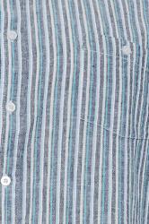 D555 Big & Tall Navy Blue Linen Vertical Stripe Short Sleeve Shirt | BadRhino 2