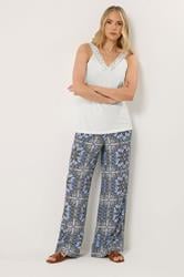 LTS Tall Women's White Lace V-Neck Cotton Vest | Long Tall Sally 1