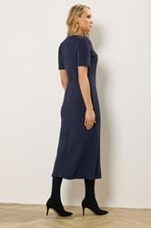 LTS Tall Women's Navy Blue Notch Neck Midi Dress | Long Tall Sally 3