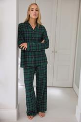 LTS Tall Navy Blue & Green Cotton Check Pyjama Set | Long Tall Sally 1