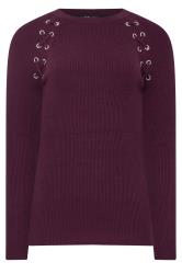 LTS Tall Burgundy Red Eyelet Detail Jumper | Long Tall Sally 5