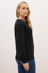 LTS PREMIUM Tall Black Knit V-Neck Jumper | Long Tall Sally 3