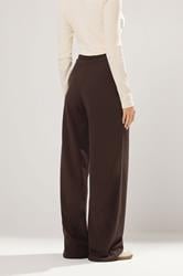 LTS Tall Chocolate Brown Military Wide Leg Trousers | Long Tall Sally 3