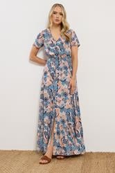 LTS Tall Women's Navy Blue Floral Button Maxi Dress | Long Tall Sally 1