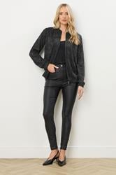 LTS Tall Black Jacquard Bomber Jacket | Long Tall Sally 3