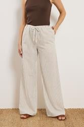 LTS Tall Women's Ivory White & Brown Stripe Wide Leg Trousers | Long Tall Sally 4
