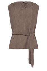 LTS Tall Mocha Brown Textured Belted Top