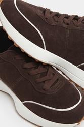Chocolate Brown Faux Suede Runner Trainers In Extra Wide EEE Fit | Yours Clothing 5