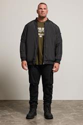  BadRhino Big & Tall Black Zip Through Bomber Jacket | BadRhino 3