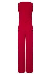 LTS Tall Women's Set Bright Red Textured Waistcoat & Wide Leg Trousers | Long Tall Sally 6