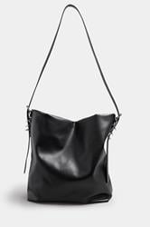 Black Faux Leather Slouched Shoulder Bag | Yours Clothing 2