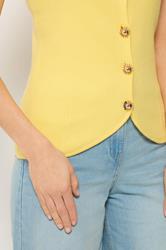 LTS Tall Women's Lemon Yellow Button Knitted Vest Top | Long Tall Sally 5