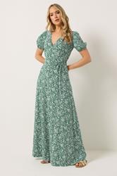 LTS Tall Women's Green Floral Cotton Wrap Maxi Dress | Long Tall Sally 2