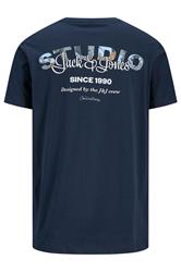 JACK & JONES Big & Tall Sky Captain Blue Back Print T-Shirt | BadRhino 5
