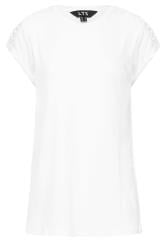 LTS Tall Women's White Crochet Sleeve Detail T-Shirt | Long Tall Sally 6