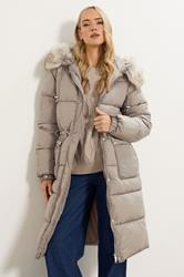 LTS Tall Natural Brown Padded Midi Coat | Long Tall Sally 2