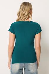 LTS Tall Women's Teal Blue Asymmetric Ruched Top | Long Tall Sally 2