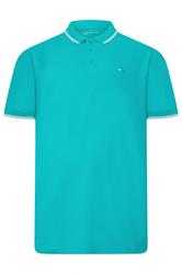 BadRhino Big & Tall Teal Blue & White Tipped Polo Shirt | BadRhino 1