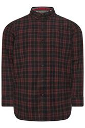 D555 Big & Tall Burgundy Red Check Shirt | BadRhino 3