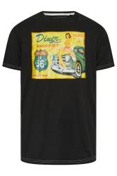 KAM Black Distressed Diner Graphic Print T-Shirt | BadRhino 3