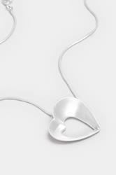 Silver Tone Brushed Heart Necklace | Yours Clothing 3