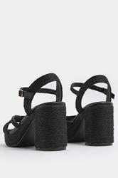 Black Rope Heel Sandals In Wide E Fit | Yours Clothing 4