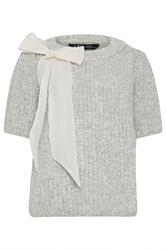 LTS Tall Silver Knitted Bow Jumper | Long Tall Sally 5