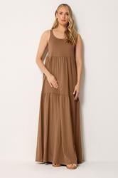LTS Tall Women's Mocha Brown Tiered Cotton Maxi Dress | Long Tall Sally  3