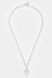 Silver Tone Polished Heart Charm Necklace | Yours Clothing 2