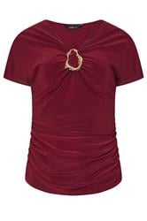 LTS Tall Wine Red Ruched Buckle Top | Long Tall Sally 1