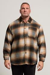 JACK & JONES Big & Tall Brown Check Overshirt | BadRhino 1
