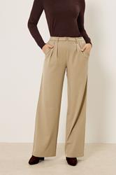 LTS Tall Women's Natural Brown Buckle Wide Leg Trousers | Long Tall Sally 2