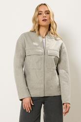 LTS Tall Natural Brown Brushed Pocket Bomber Jacket | Long Tall Sally 2