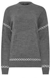 LTS Tall Grey Cross Stitch Knitted Jumper | Long Tall Sally 5