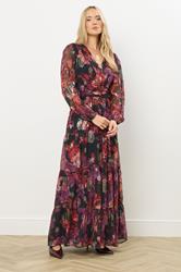 LTS Tall Black Rose Jacquard Metallic Maxi Dress | Long Tall Sally 2