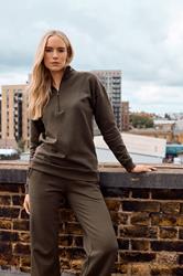 LTS Tall Women's Chocolate Brown Slogan Zip Sweatshirt | Long Tall Sally 1