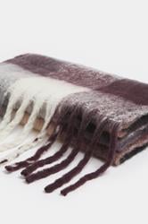 Chocolate Brown Checked Soft Touch Scarf | Yours Clothing 4