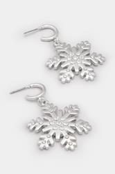 Silver Tone Snowflake Drop Earrings | Yours Clothing 3